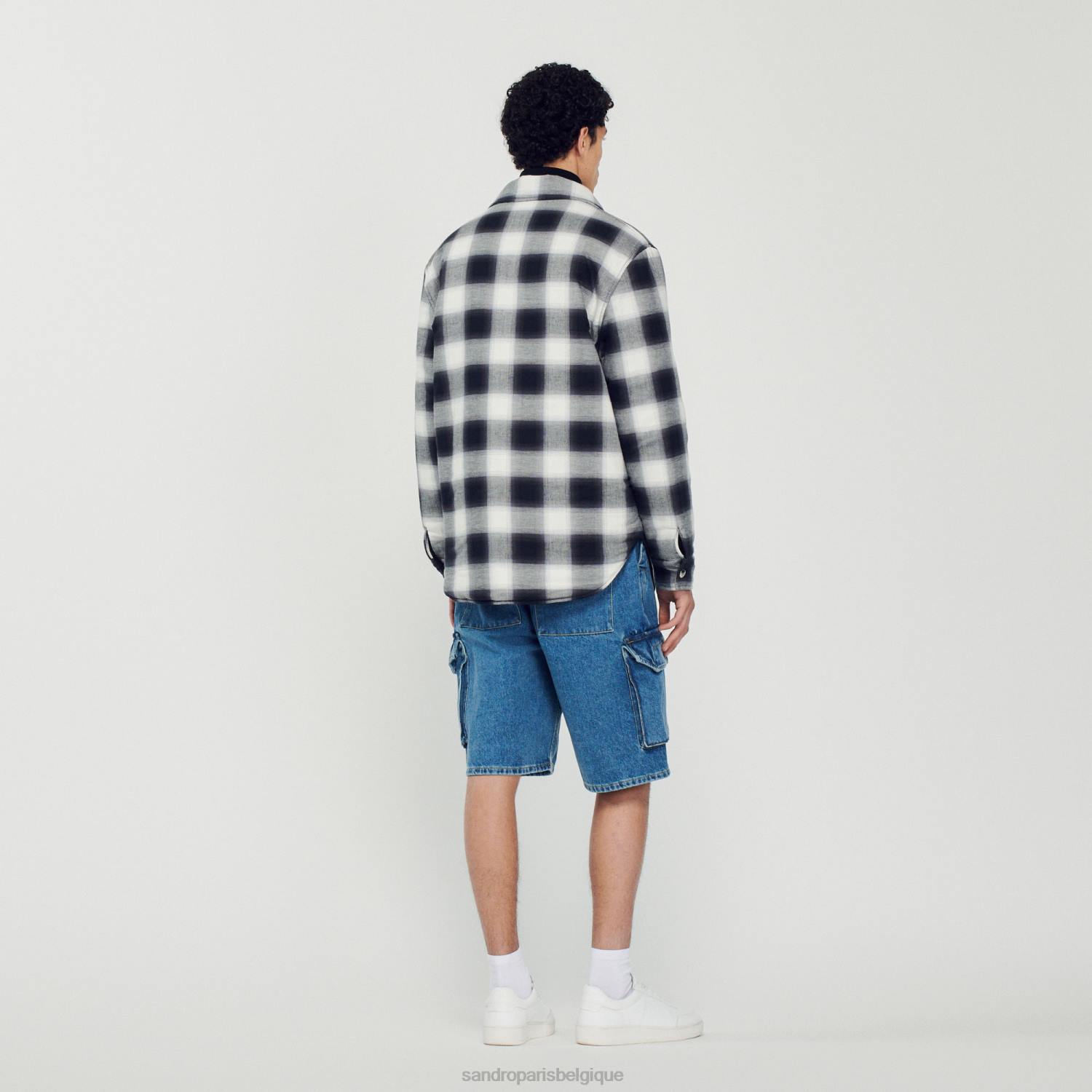 vêtements Sandro Paris veste matelassée à carreaux noir blanc Hommes XLXD829