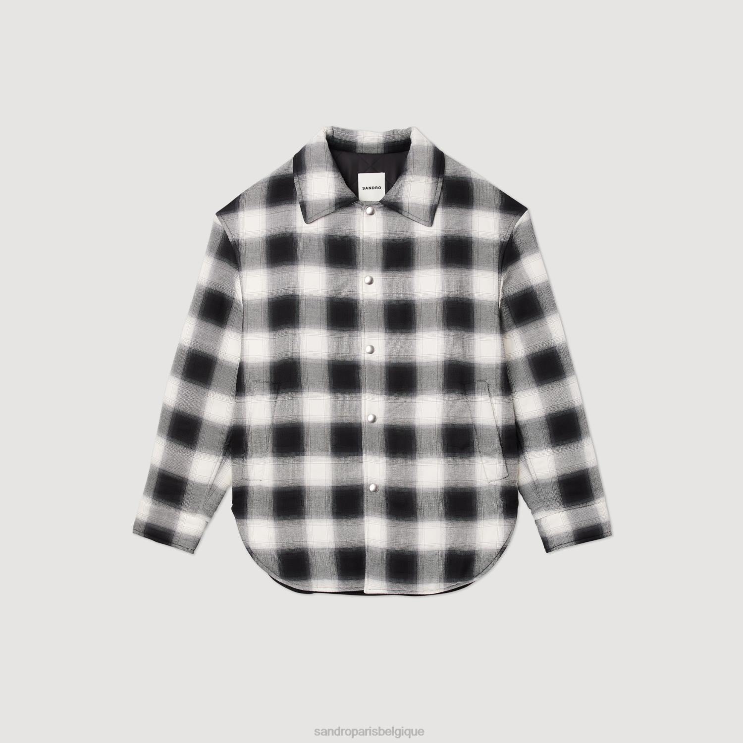 vêtements Sandro Paris veste matelassée à carreaux noir blanc Hommes XLXD829