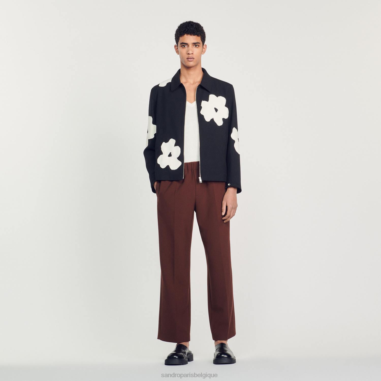 vêtements Sandro Paris veste à motifs fleuris noir Hommes XLXD683