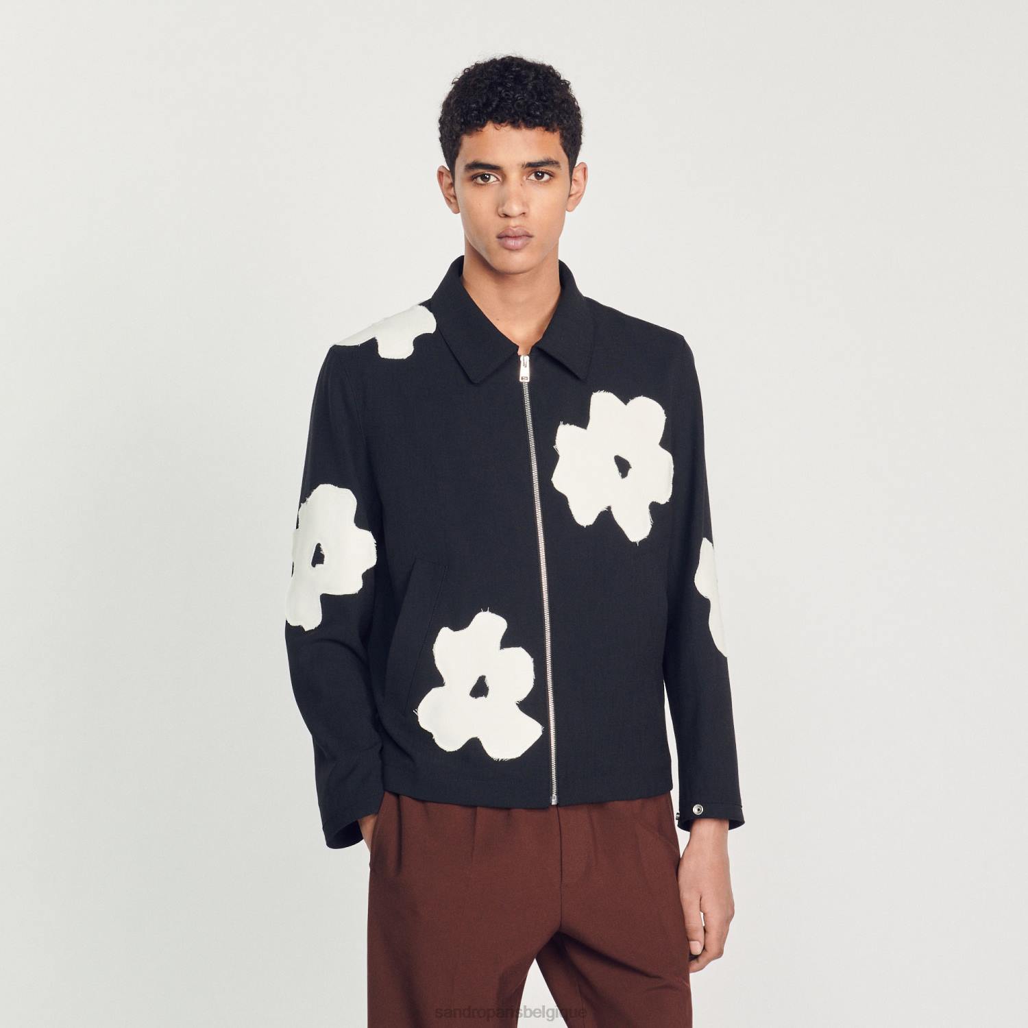 vêtements Sandro Paris veste à motifs fleuris noir Hommes XLXD683