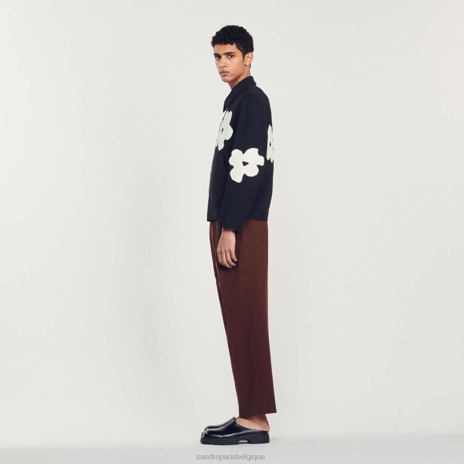 vêtements Sandro Paris veste à motifs fleuris noir Hommes XLXD683