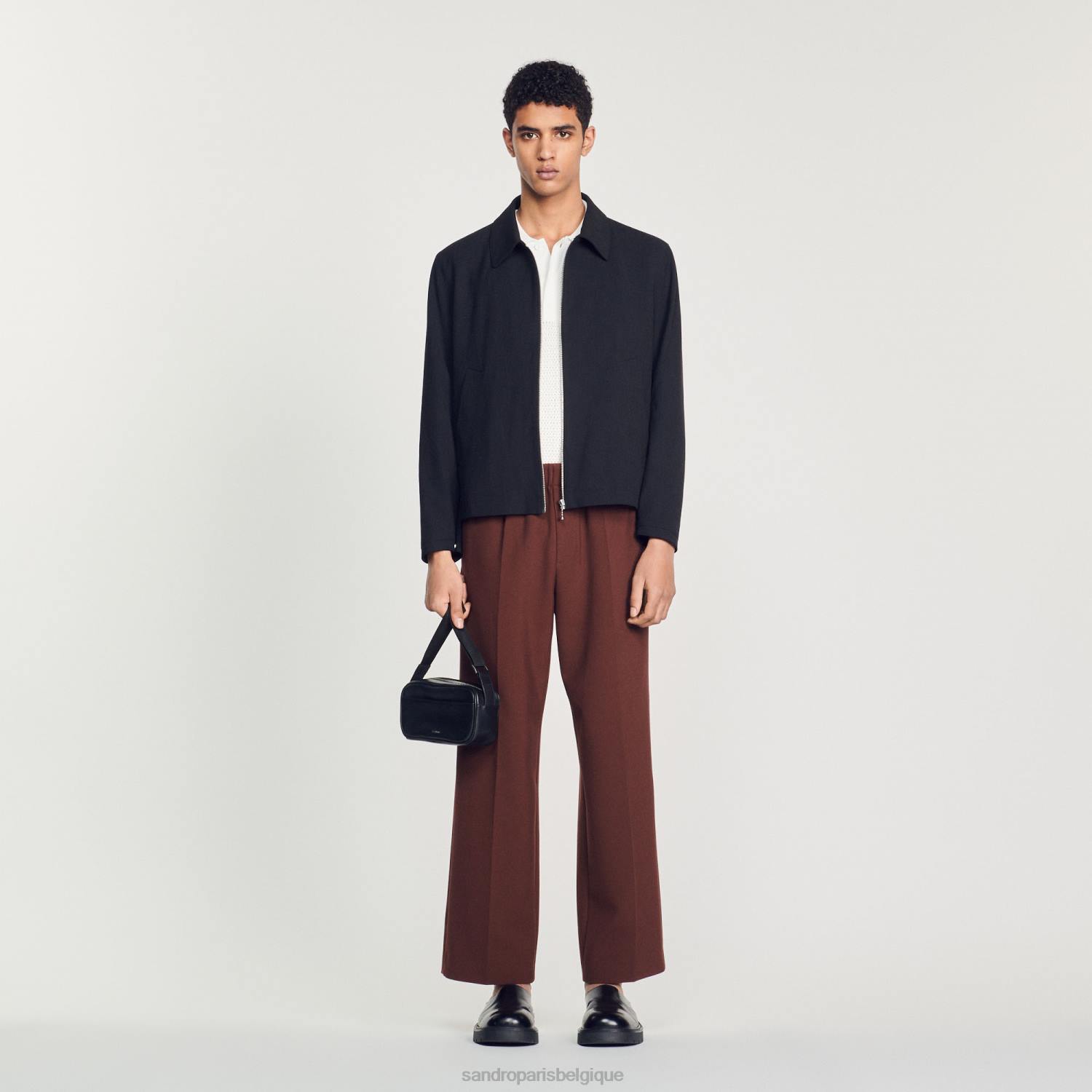 vêtements Sandro Paris veste zippée noir Hommes XLXD714