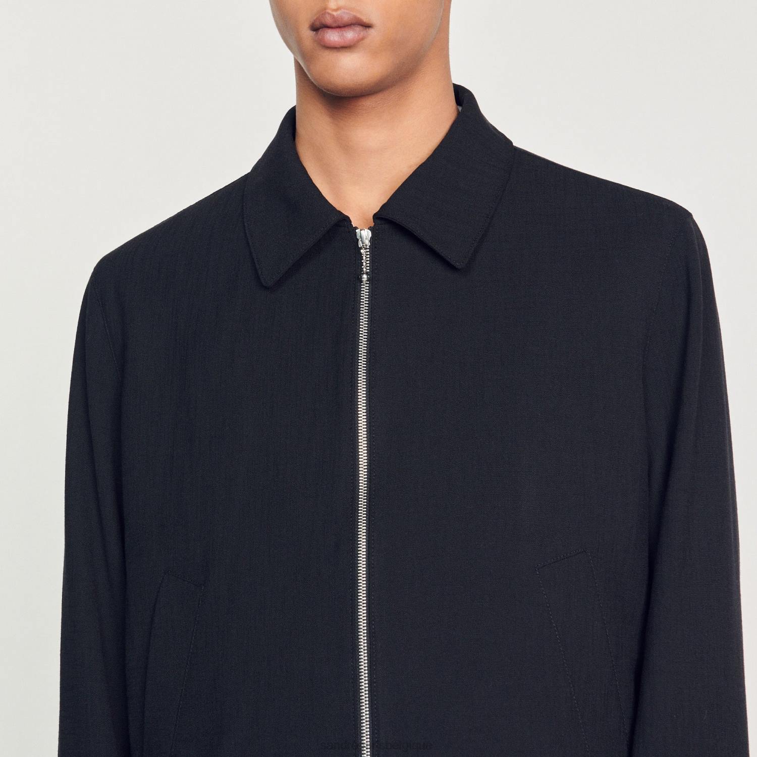 vêtements Sandro Paris veste zippée noir Hommes XLXD714